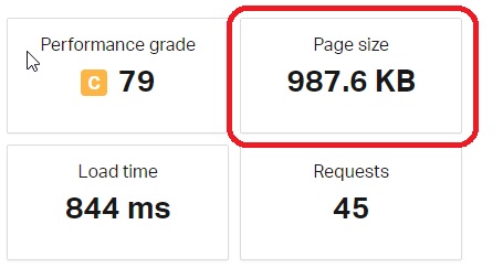 Pingdom page size results
